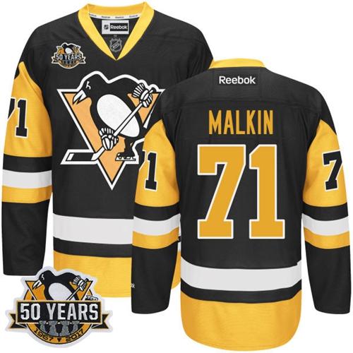 Penguins #71 Evgeni Malkin Black Alternate 50th Anniversary Stitched NHL Jersey